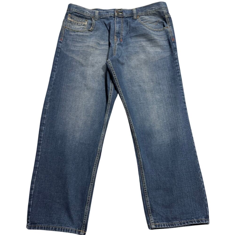 Y2K VTG Royal Blue Jeans Patterned Relaxed 800 Wide Leg Baggy Mens 44 x 32 Blue